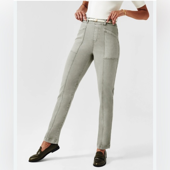 SPANX Stretch Twill Straight Leg Pants Olive Oil Color - Picture 2 of 10
